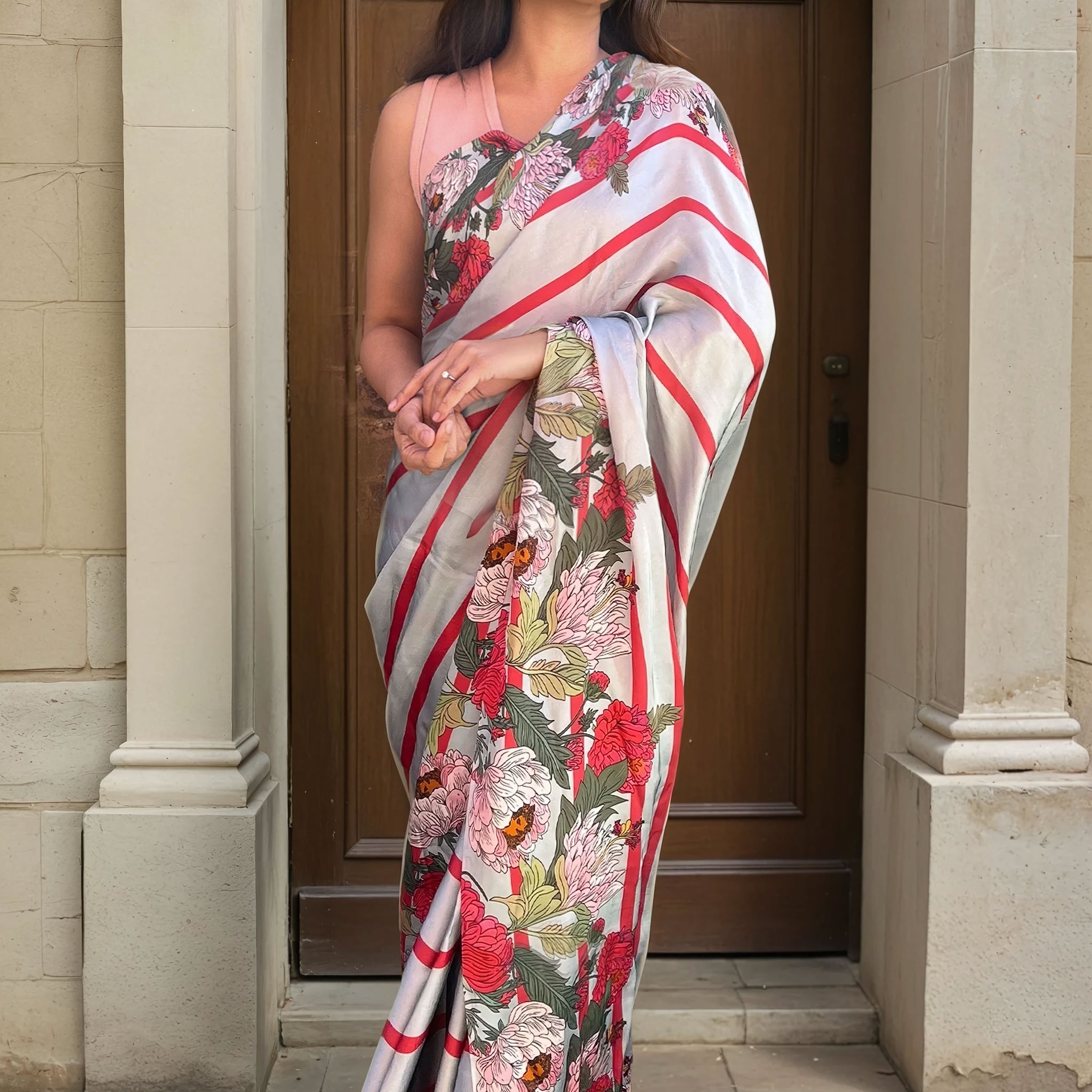 Aegean Symphony  - Satin Saree