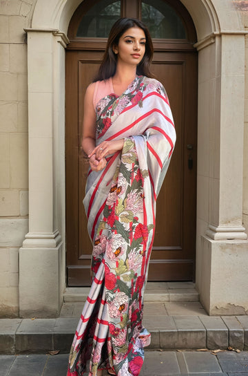 Aegean Symphony  - Satin Saree