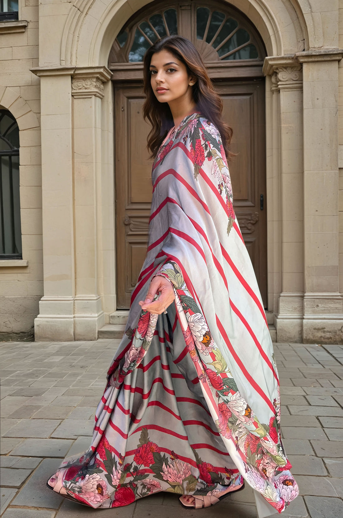 Aegean Symphony  - Satin Saree