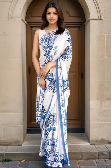 Blues of Yesterday  - Satin Saree