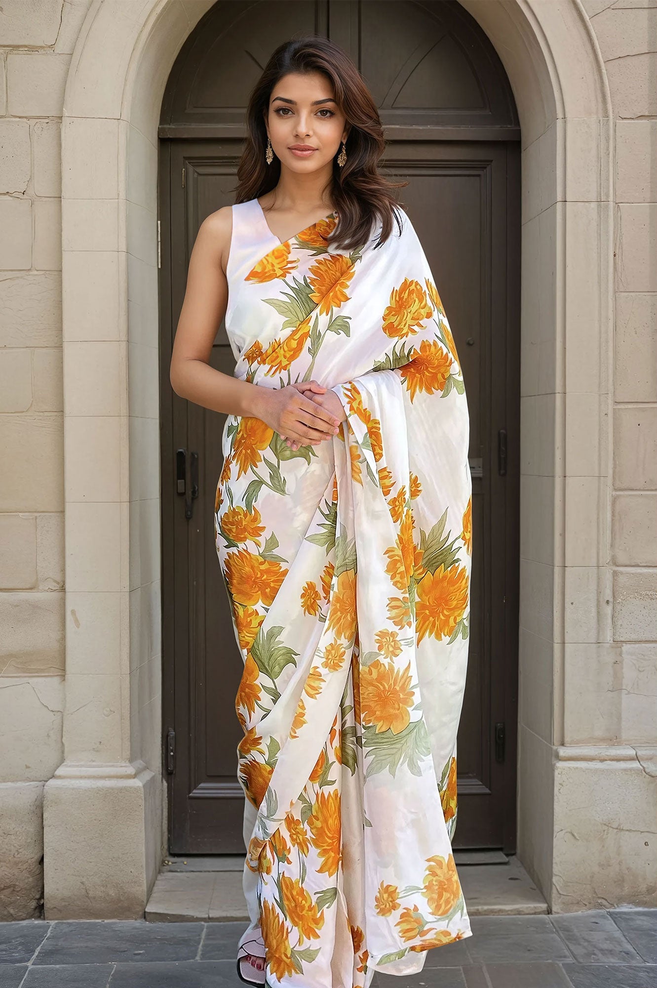 Dahlia Dusk  - Satin Saree