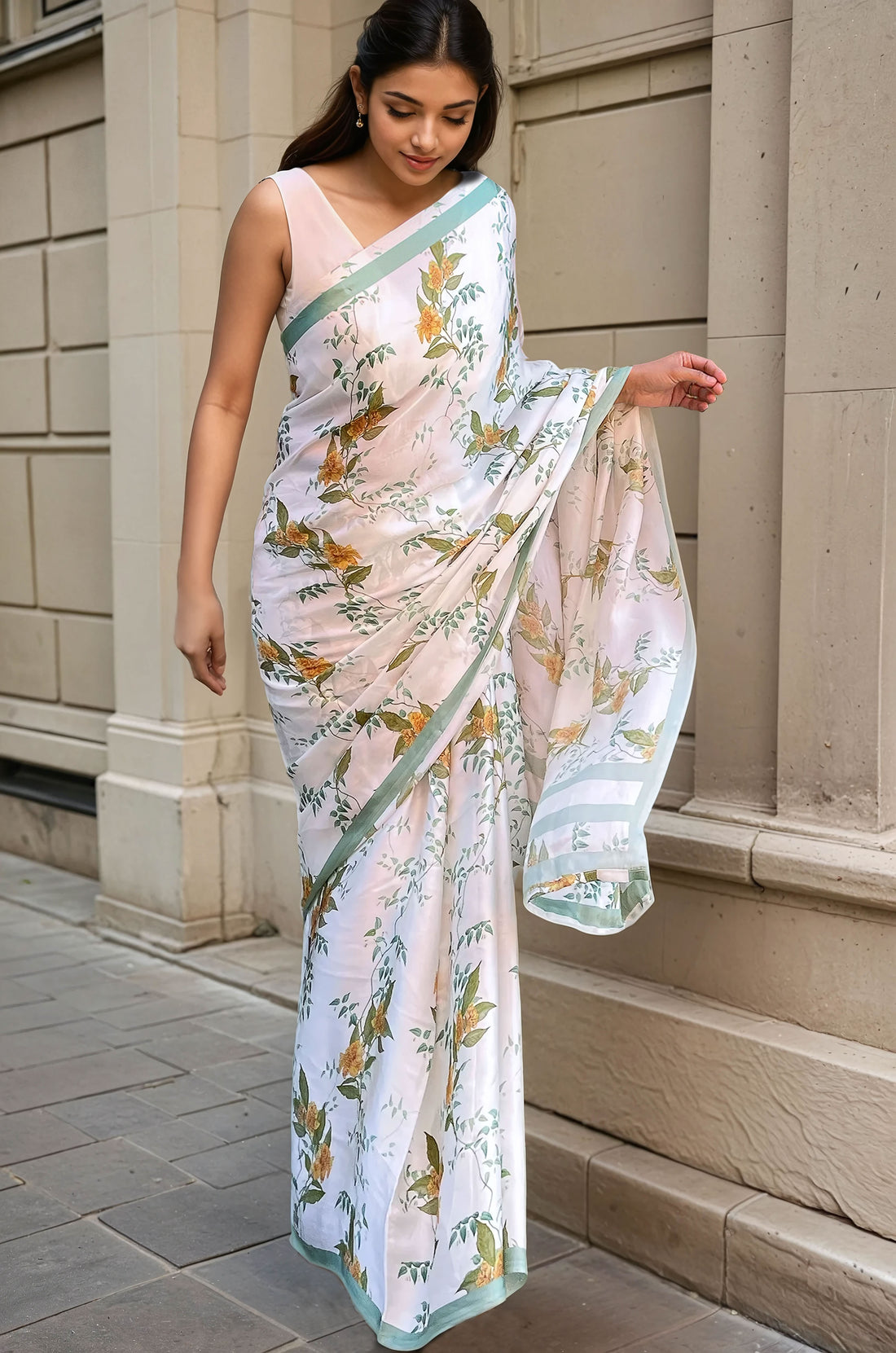 Sunshine Serenity  - Satin Saree