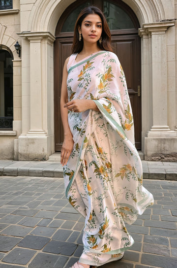 Sunshine Serenity  - Satin Saree