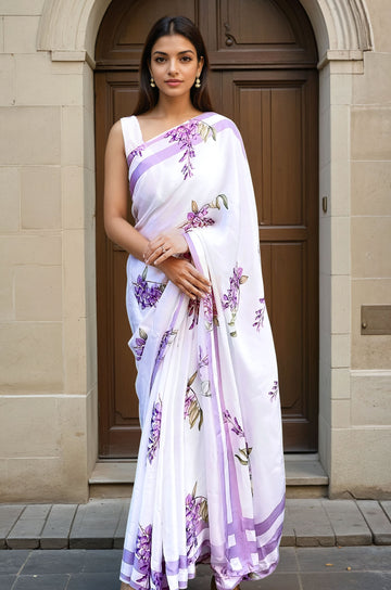 Wisteria Serenade  - Satin Saree