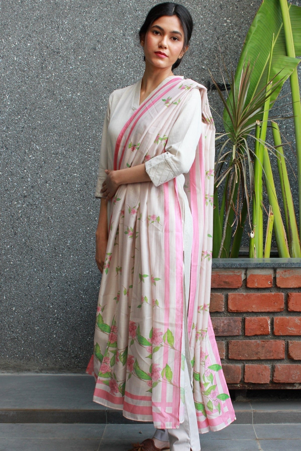 Buy-Blush - Chanderi Dupatta-Cyahi-Online