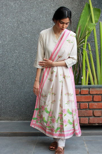 Buy-Blush - Chanderi Dupatta-Cyahi-Online