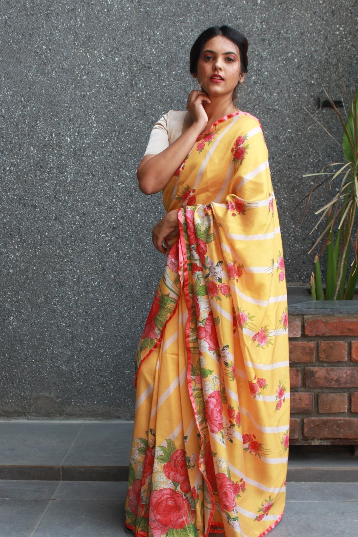 unique chanderi maroon bagru printed saree